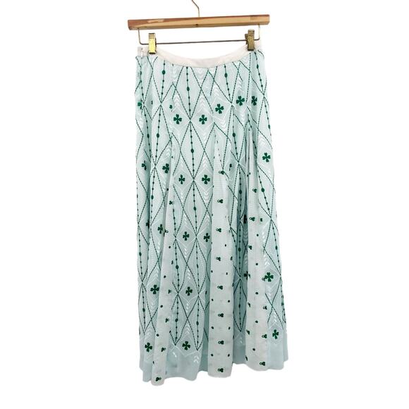 Sandro Green Embroidered Floral Midi Skirt - Picture 4 of 6
